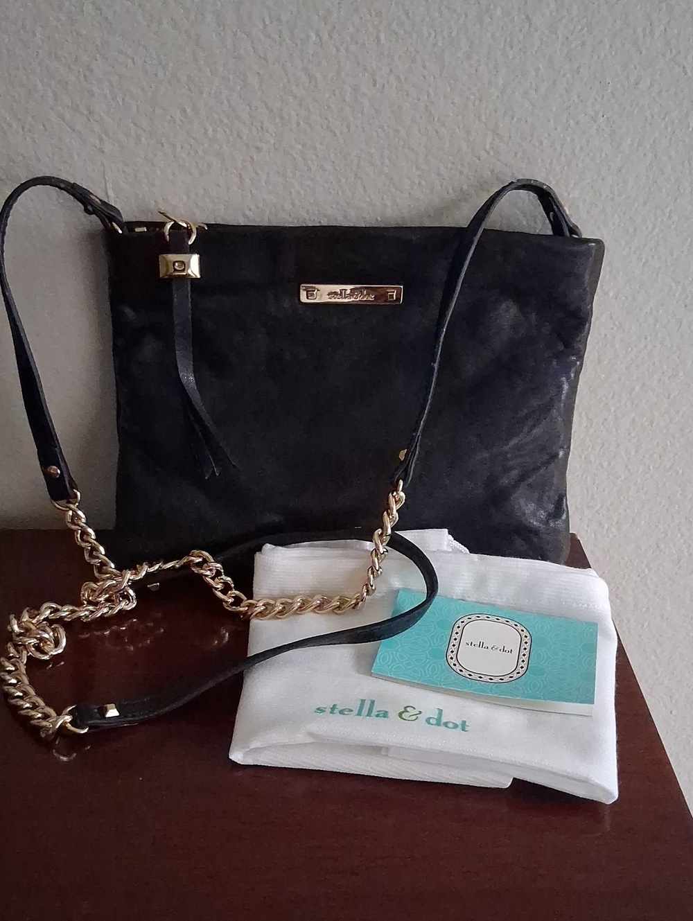 Stella & Dot Luxurious Lambskin Leather NOWT. with Dusty In Black